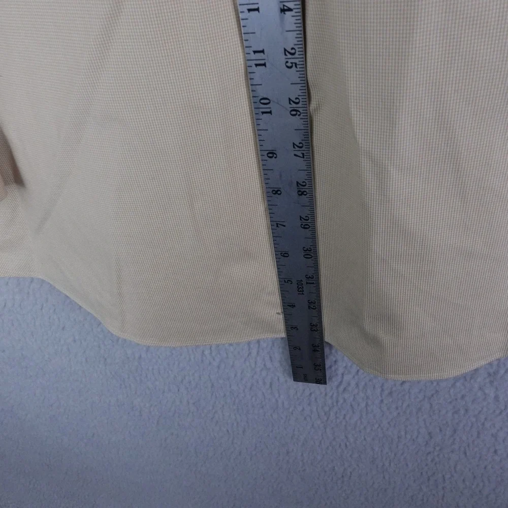 Brooks Brothers Mens 17-34 Traditional Fit Non-Iron Cotton Dress Shirt Tan Check